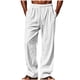thumbnail image 2 of Ceisia Men's Cotton Linen Casual Pants Straight Leg Thin Baggy Loose Fit Lightweight With Elastic Waist Drawstring & Pockets White Gift, 2 of 7