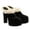 Black, variant on Women Comfort Platform Mules with Shearling Trim Suede Closed Round Toe Chunky High Heel Slip On Fashion Clogs Size 16 Red