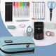 thumbnail image 4 of Estuche para lápices sencillo de doble capa para escuela primaria y secundaria, estuche para papelería, color azul claro, doble capa, 4 of 5