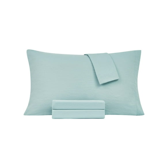 Sanders Drift Collection Garment Washed 4 Piece Sheet Sets, Turquoise, Queen