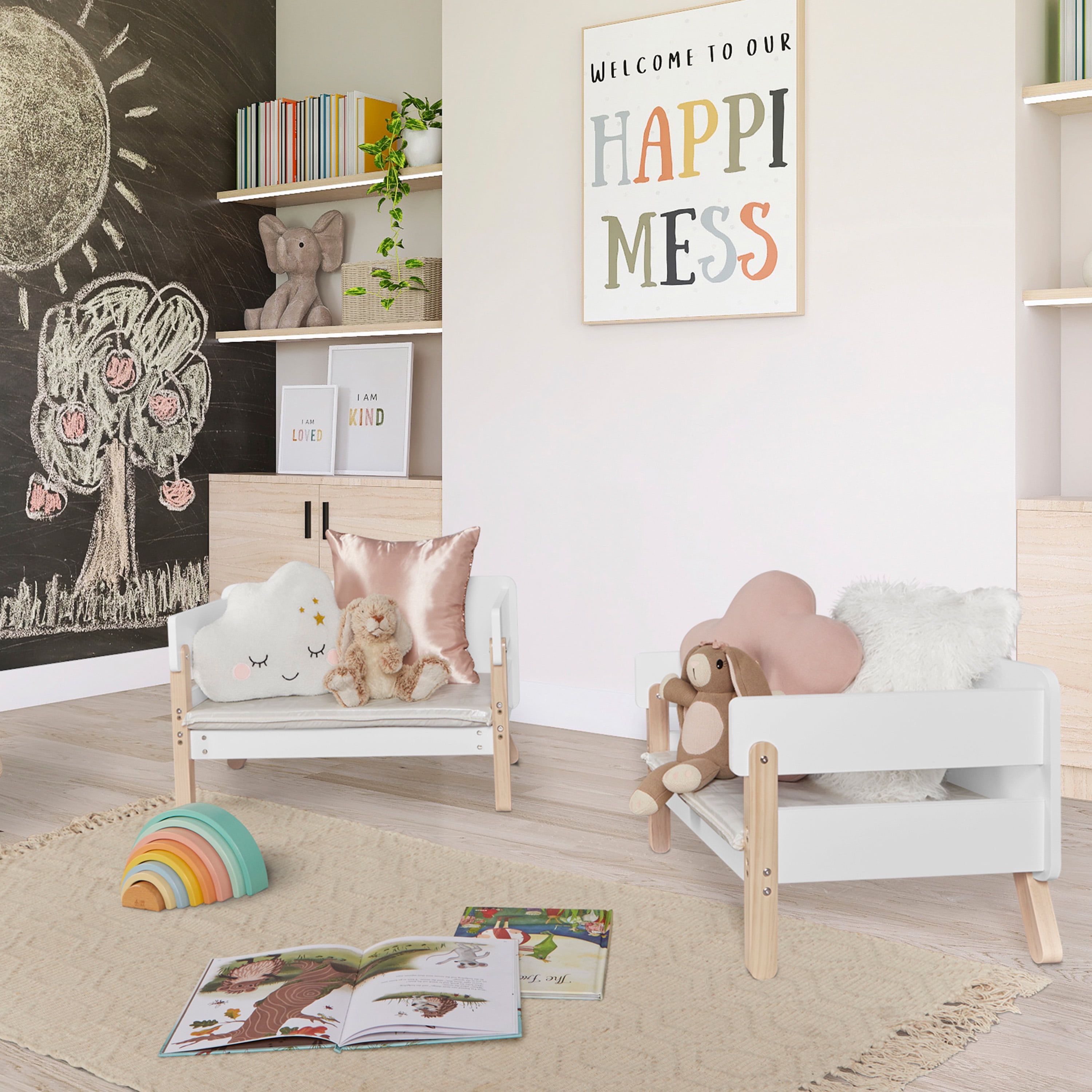 Dream on Me Osko Convertible Toddler Bed, JPMA & Greenguard Gold Certified, White/Natural