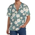 thumbnail image 3 of Xecao offers the Flower for Men's Casual Short-sleeved Shirt, a button-up collared shirt with a pocket, perfect for beach vacations and yacht travel in the X-Large size., 3 of 7