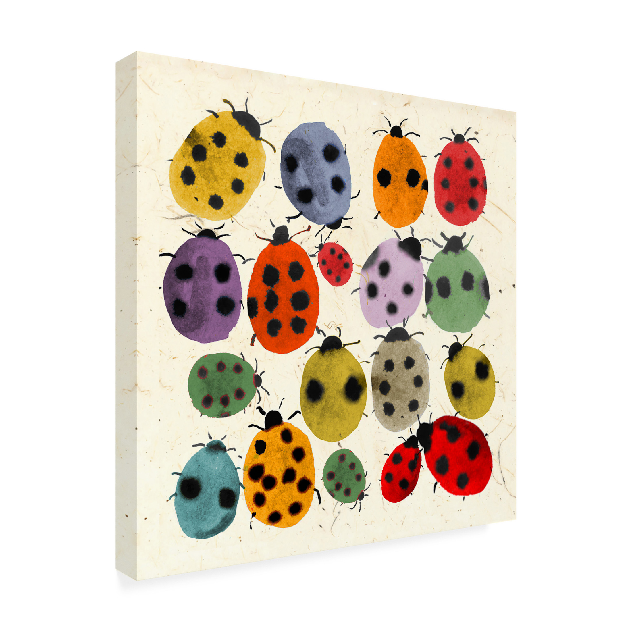 Jenny Frean 'Inky Ladybirds' Canvas Art - 14 x 14 Inches