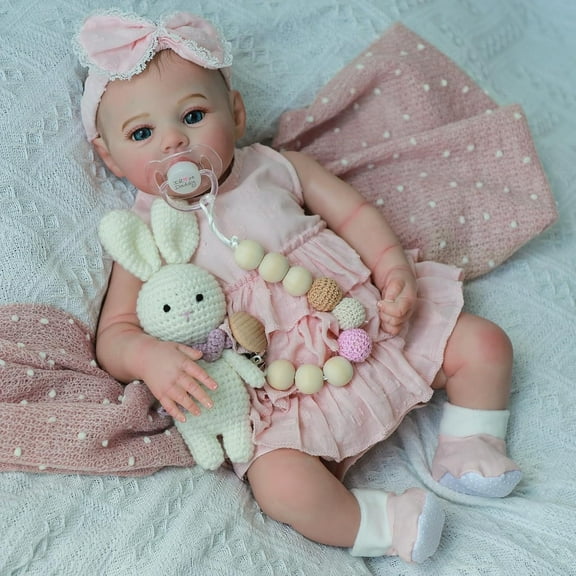 Realistic Reborn Dolls Girl - 18 Inch Lifelike Newborn Eyes Open Doll Real Life with Soft Weighted Body, Advanced Painted Gift Set for Kids Age 3 