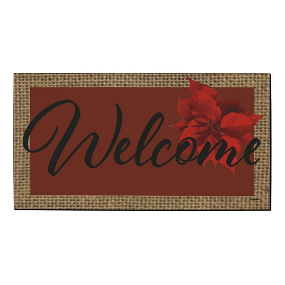 ThisWear Christmas Decorations Poinsettia Welcome Mat Christmas Decor for Holiday Party Doormat Earth Tone