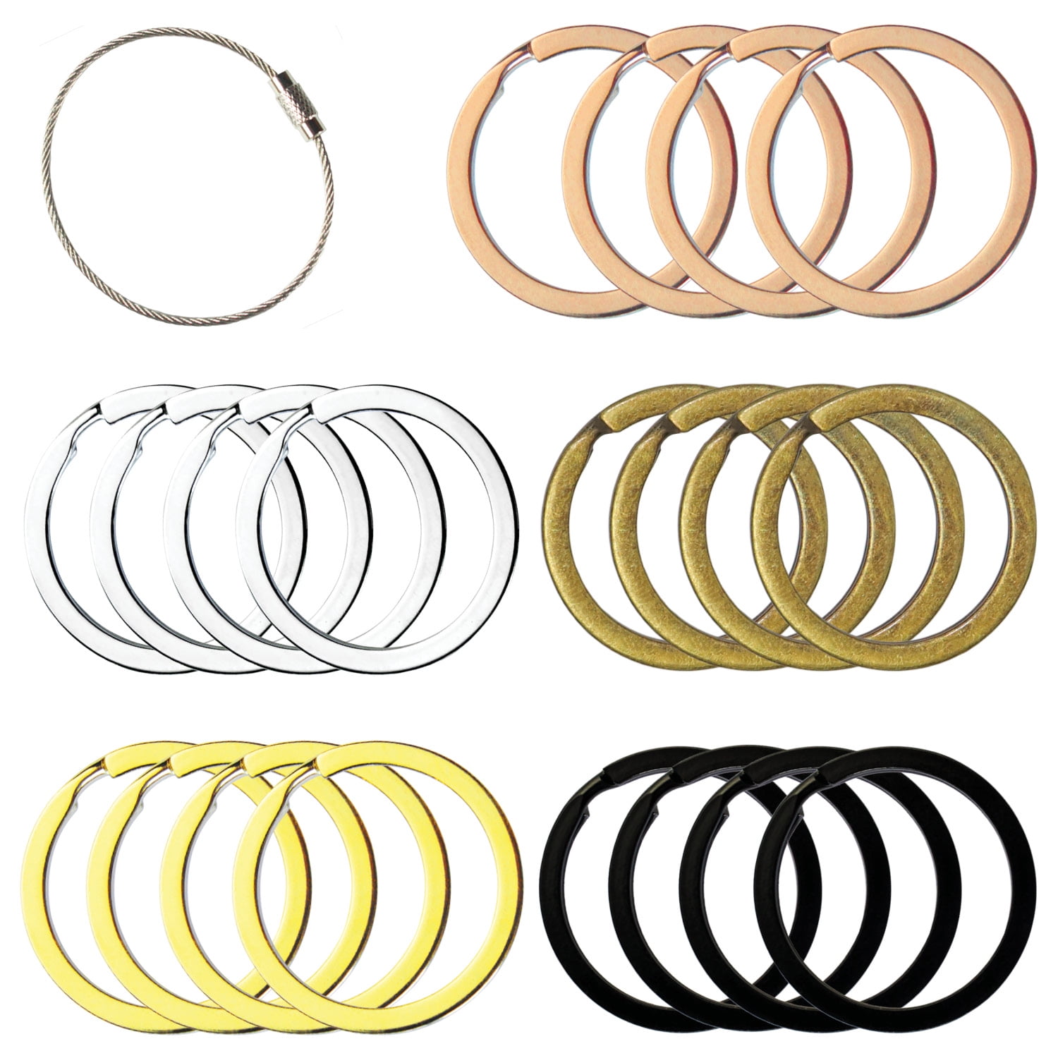 Flat Key Rings Key Chain Metal Split Ring 40pcs (Round 1.25 Inch Diameter),  for Home Car Keys Organization, Arts & Crafts, Lanyards, Lead Free Colored  