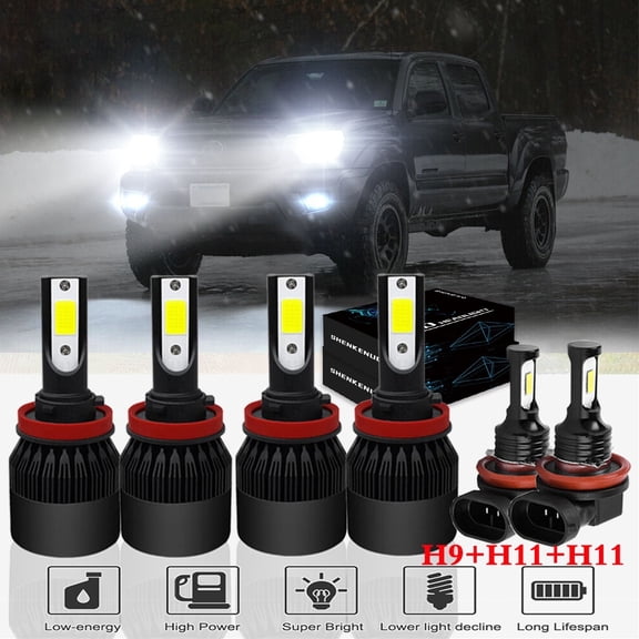 For TOYOTA TACOMA 2016-2023 Headlights H9 H11 High/Low Beam H11 Fog Beam,6pcs
