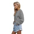 thumbnail image 3 of Women'S Oversized Cropped Cardigan Sweater Open Front Long Sleeve Button Down Knit Outwear Grey M, 3 of 7