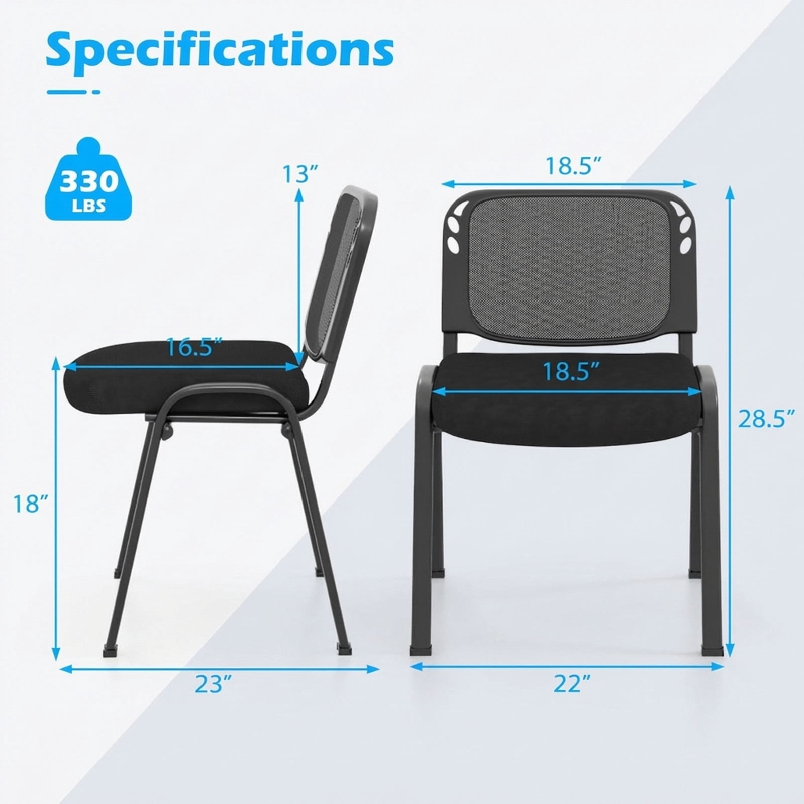 Furnibear Stackable Conference Chairs Set of 5 with Mesh Back, Ergonomic Guest Chairs Reception Waiting Room Chairs for Office Meeting, Black