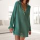 thumbnail image 3 of Monos Casuales Monos cortos de algodón y lino para otoño, corte holgado, para mujer, con cuello vuelto, traje diario Ygjytge Verde S para Mujer, 3 of 6