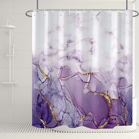 Purple Shower Curtain, Abstract Marble Shower Curtain For Bathroom Waterproof Fabric Shower Curtain Set With Hooks 48"W x 72"L