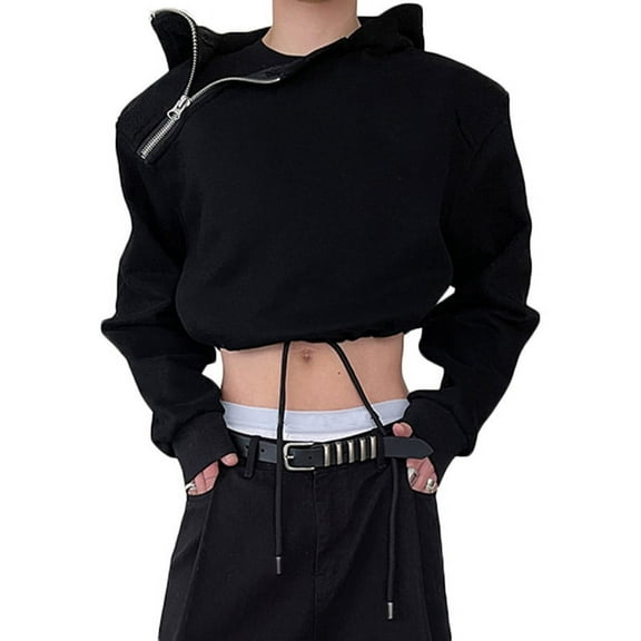 INCERUN Mens Zip Up Hoody Hoodies Sweat Shirt Casual Loose Cropped Tops Jumper Pullover Sweatshirt