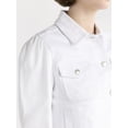thumbnail image 3 of Free Assembly Women's Cropped Denim Jacket with Puff Sleeves, Sizes XS-XXL, 3 of 5