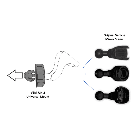 RYDEEN VSM-UNI2 — Universal Mount (2 Sizes) with Headliner Adaptor (L-Shape Mount Stem)