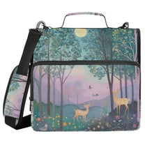 FORMRS Zipper Binder with Shoulder Strap 1.5-inch Ring 500 Sheet Capacity File Bag, Purple Forest Scene