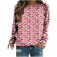 thumbnail image 2 of 50 % de Rabais Liquidation Chandail Surdimensionné pour Femmes 2023 Manches Longues Décontracté Impression de la Saint-Valentin Col Rond Chandail Col Rond Tunique, 2 of 5