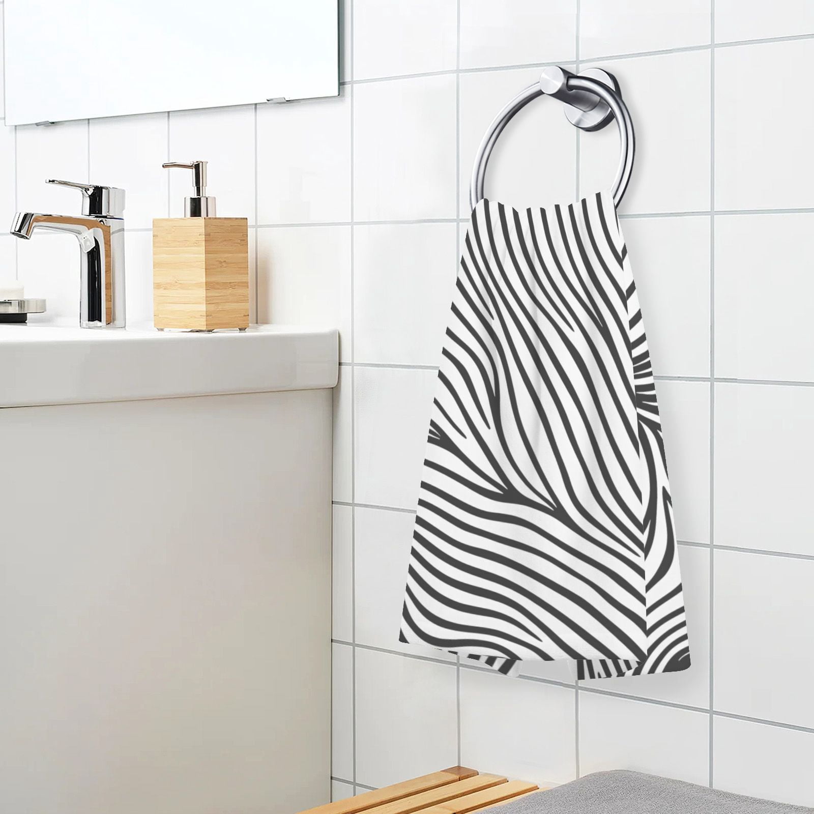 Line Black Hand Towels Cotton Bath Towels Large Face Towels Absorbent for Bathroom 2 Packs