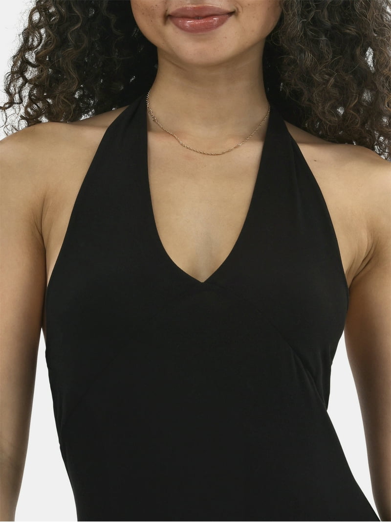 No Boundaries Knit Halter Maxi Dress for Women, Sleeveless, Plunge V-Neck, Maxi Length - Walmart.com No Boundaries Knit Halter Maxi Dress for Women, Sleeveless, Plunge V-Neck, Maxi Length - Walmart.com