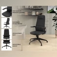 thumbnail image 4 of LeisureMod Ergonomic Office Chair High-Back Leather Computer Chair with Padded Headrest Adjustable Height Swivel and Tilt Desk Chair and Double Wheel Casters Nexa Collection in Black, 4 of 11