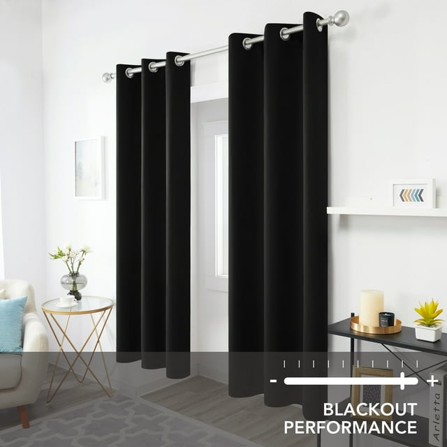 Deconovo Rideaux Occultants à Oeillets Isolés Thermiquement Assombrissants pour Salle à Manger 42x72 Pouces Noir Lot de 2