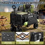 Qunler Collapsible Wagon Cart, 560lbs Heavy Duty Large Utility Garden Cart with Brake Wheels and Side Pocket for Camping, Shopping, Kids, Sports, Grocery, Black
