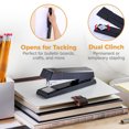 thumbnail image 2 of Office Stapler, No Jam Premium Desktop Stapler with 1,250 Staples, Full Strip Stapler for 25 Sheets, Smooth Stapling, Dual Clinch System, Bulletin Board Tacking, Black, 2 of 5