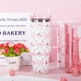 thumbnail image 4 of Pink Bow Floral Tumbler with Straw and Lid 40oz Watercolor Bow Flower Stainless Steel Cup with Handle Pink Travel Coffee Tumbler Cup for Home Office, 4 of 6