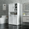 thumbnail image 6 of Bathroom Storage Cabinet Laundry Cabinet with Doors and shelf, Tilt-Out Laundry Hamper, Multiple Storage Space, Freestanding Style, Open Shelve, Adjustable Shelf, White,Bathroom Wall Storage, 6 of 11
