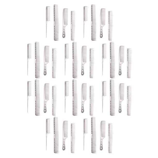 Minnieouse 4pcs / set Peine de corte para profesionales - Unisex ligero y duradero Hecho de peine de corte de cabello de aluminio de alta Plata brillante 10piezas