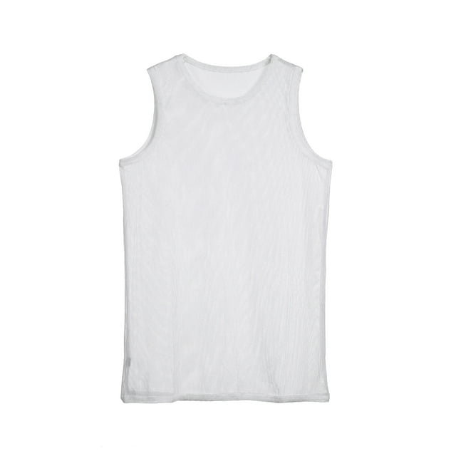 Sylvamorning Male Mesh Sleeveless Fishnet Tank Tops Workout Underwear Vest