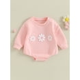 thumbnail image 2 of Caoirhny Baby Girls Romper, Long Sleeve Crew Neck Embroidery Flower Bodysuit Clothes for Casual Daily, 2 of 9