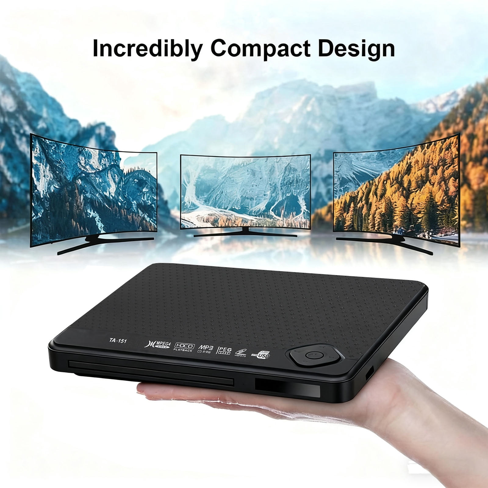DVD Players for TV, DVD Players with AV/Coaxial Output &USB Input That Play All Regions, Simple DVD Player for Elderly, CD Player for Home Stereo System, Support Multi Format