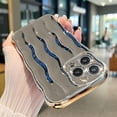 thumbnail image 2 of iPhone 14 Pro Max Case, Water Ripple Pattern Cute Bling Glitter Curly Wave Frame Phone Case for Women Girls Fashion Soft Silicone CProtective Back Cover (Silver), 2 of 10
