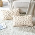 thumbnail image 3 of lote De 2 Doux Peluche Laine Courte Velours Dcoratif Housses De Coussin Luxe Style Pour Canap Chambre - Modernes Forme De Diamant Beige, 30 X 50 Cm, 3 of 5