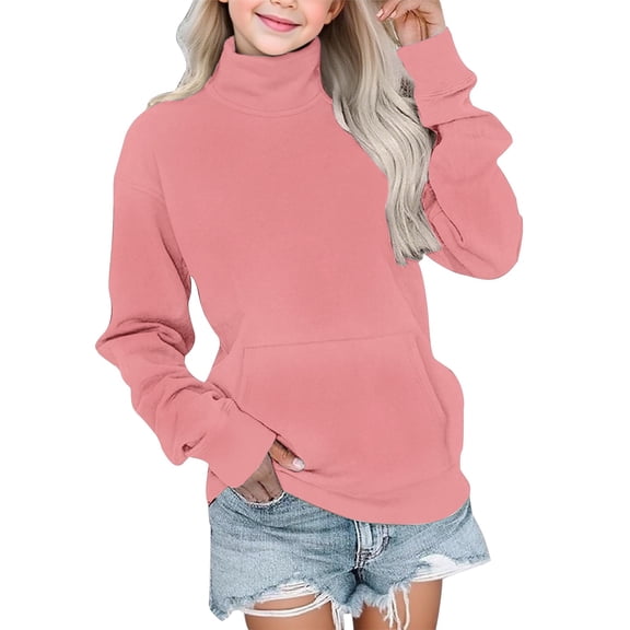 Girls Cute Sweatshirt Mock Turtleneck Long Sleeve Casual Slim Fit Solid Color Pullover Tops Teen Girls Fall Winter Clothes