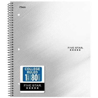 Five Star 8.5"x11" Active College Ruled Notebook 80 Pages White