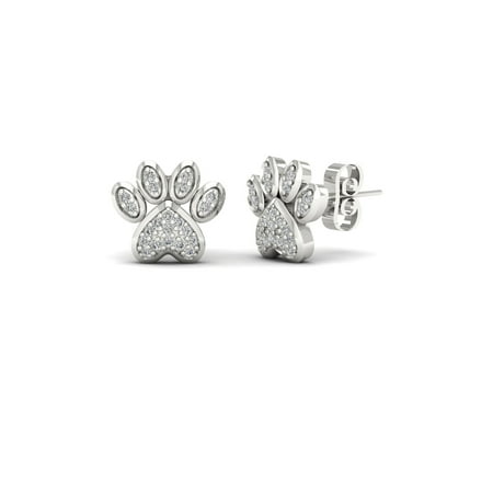 Imperial 1 10ct Tdw Diamond 10k White Gold Dog Paw Print Imperial 1 10ct Tdw Diamond 10k White Gold Dog Paw Print Earrings