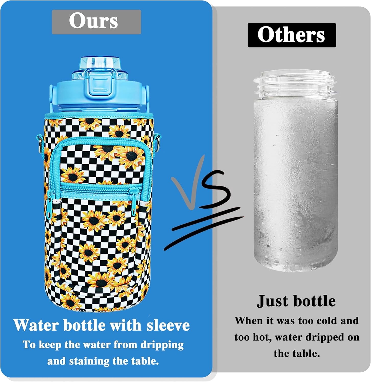 64 oz Water Bottle with Straw Sleeve & Strap Motivational Half Gallon Water Jug with Handle for Gym Women Men Aesthetic Water Bottle with Strap Bird