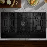 Empava 36 in. Gas Stove Cooktop 5 Italy Sabaf Sealed Burners NG/LPG Convertible in Black Tempered Glass
