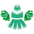 thumbnail image 3 of YONGHS Girls Cheer Leader Uniform Halloween Party Cheerleading Crop Top with Skirt Pompoms Green 14, 3 of 7