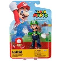 Nintendo 4" Action Figure Luigi with Red Mushroom Accessory for Child Ages 3 