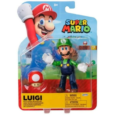 Nintendo 4" Action Figure Luigi with Red Mushroom Accessory for Child Ages 3 