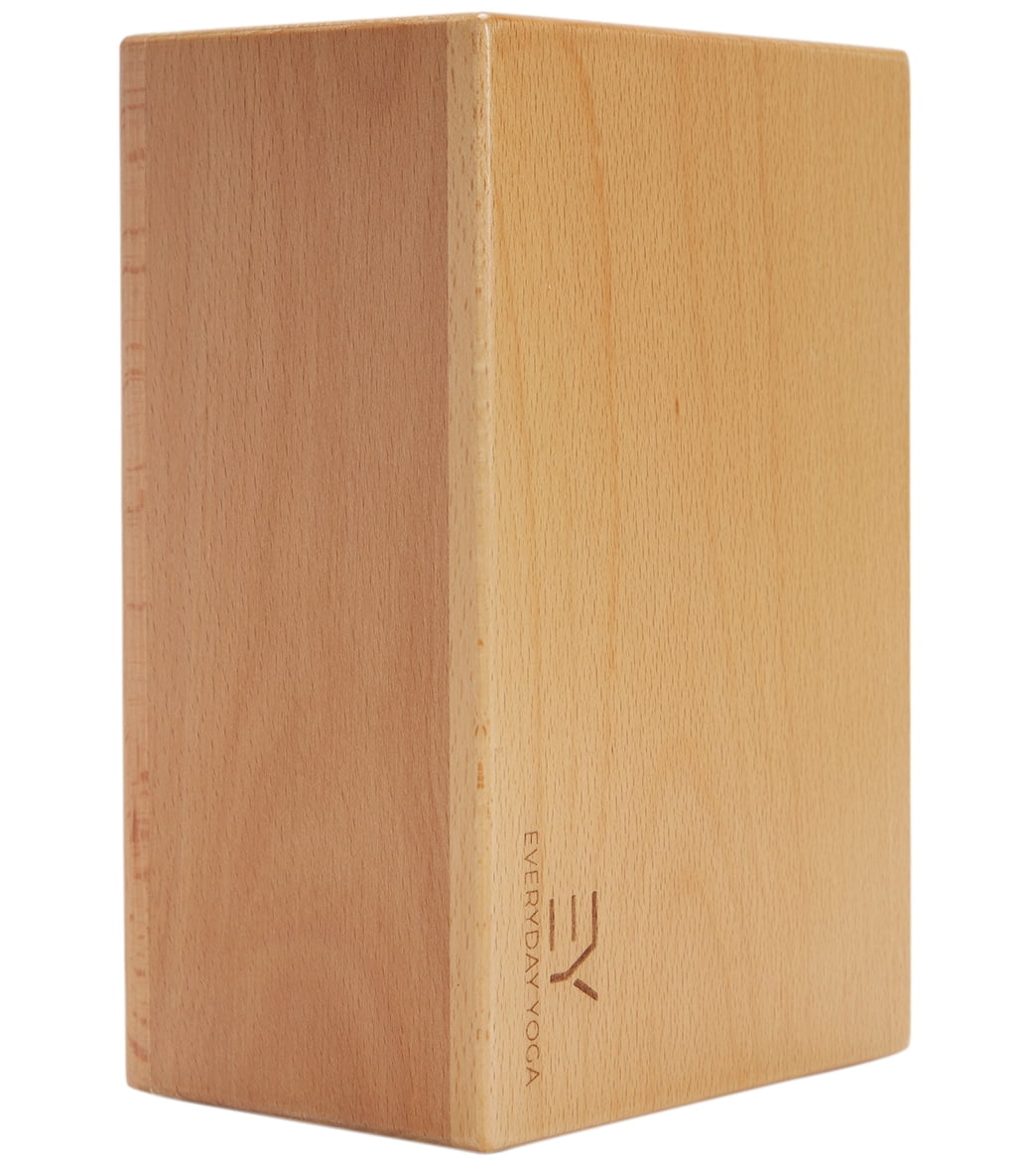 Everyday Yoga 4" Wood Block, Hard Density, Beveled Edges for Support & Stability
