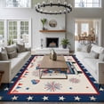 thumbnail image 4 of Happy Independence Day Washable Area Rug 8 x 10 ft Blue Cartoon Truck Wooden Box Firework Retro, Soft Non Slip Rugs Stain Repellent Indoor Felt Carpet for Living Dining Room Bedroom Home Office, 4 of 9
