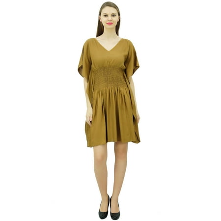 

Bimba Women s Short Rayon Kaftan Kimono Sleeve Smocked Waist Summer Beach Coverup