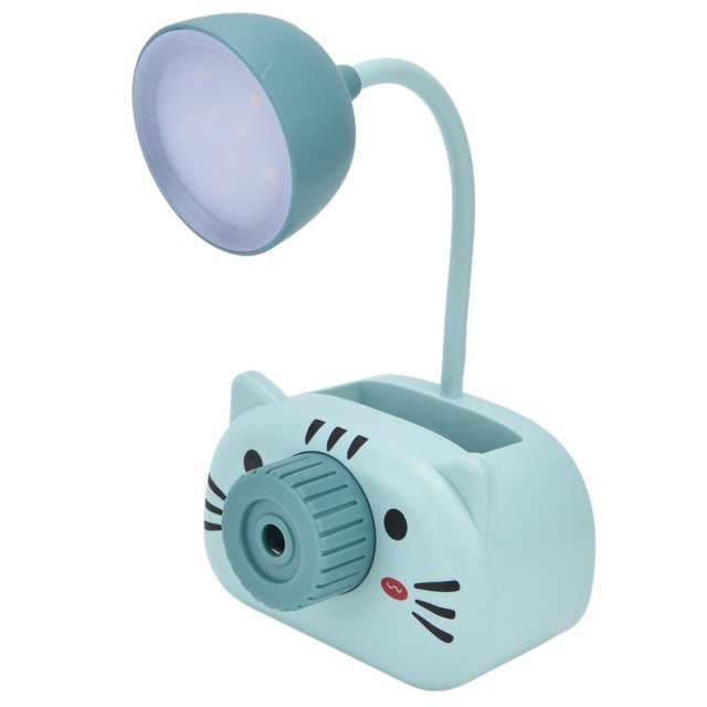 Lampe de Table LED Pliable Protection des Yeux avec Porte-Stylo Taille-Crayon Chargement USB Bleu