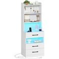 thumbnail image 3 of AOGLLATI Tall Modern Nightstand with Charging Station and LED Lights, 3 Drawers, Storage Shelves, 3 of 12