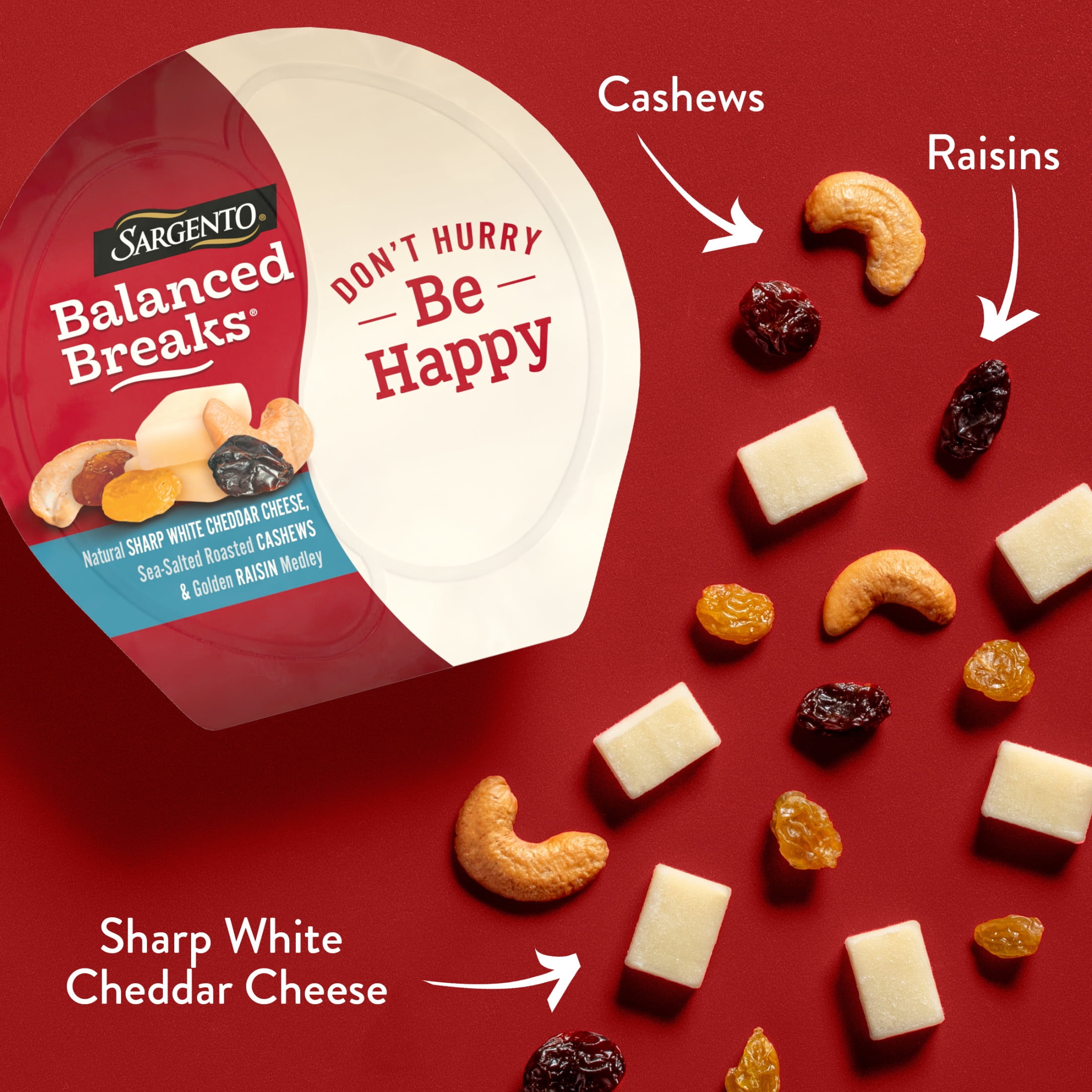 Sargento® Balanced Breaks® Sharp White Cheddar Cheese, Cashews & Golden Raisins Snack Kits