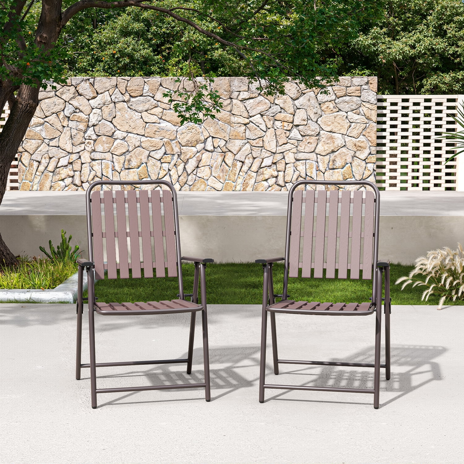 Howcool 2-Piece Outdoor Metal Armchairs, Patio Foldable Chairs Set of 2