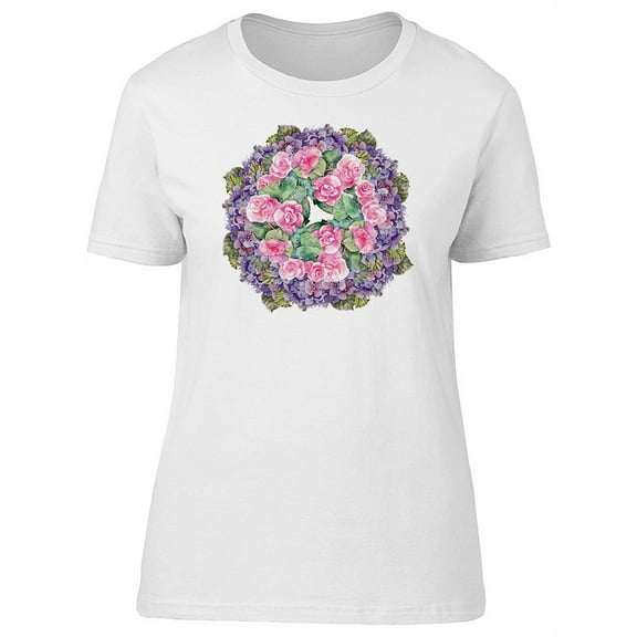Cute Hydrangea & Begonia Flowers T-Shirt Women -Image by Shutterstock, Female Large